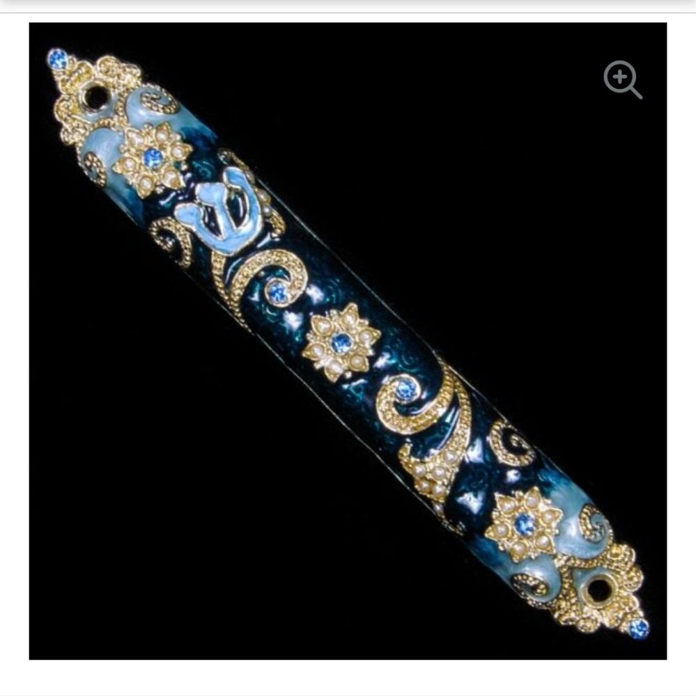 Mezuza enamel, metal, rhinestone